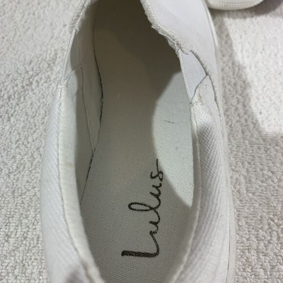 Lulus Canvas Slip On Sneakers Womens 7 White - Picture 7 of 7